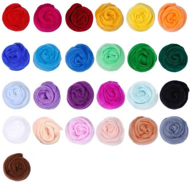 Daralis Needle Felt Wool-25 Colors Wool Fibre Roving for DIY Felting Wool Projects 3g/Color - Image 1